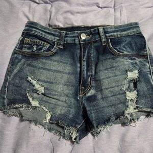 SHEIN Blue Distressed Jean Shorts